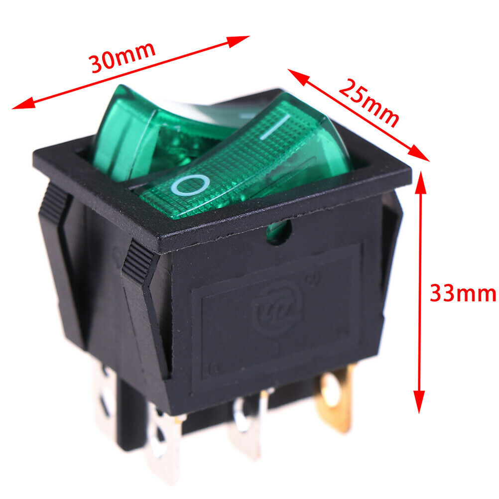 Double boat rocker switch 6 Pin On-Off with green light 20A 125VAC KCD6  .l8