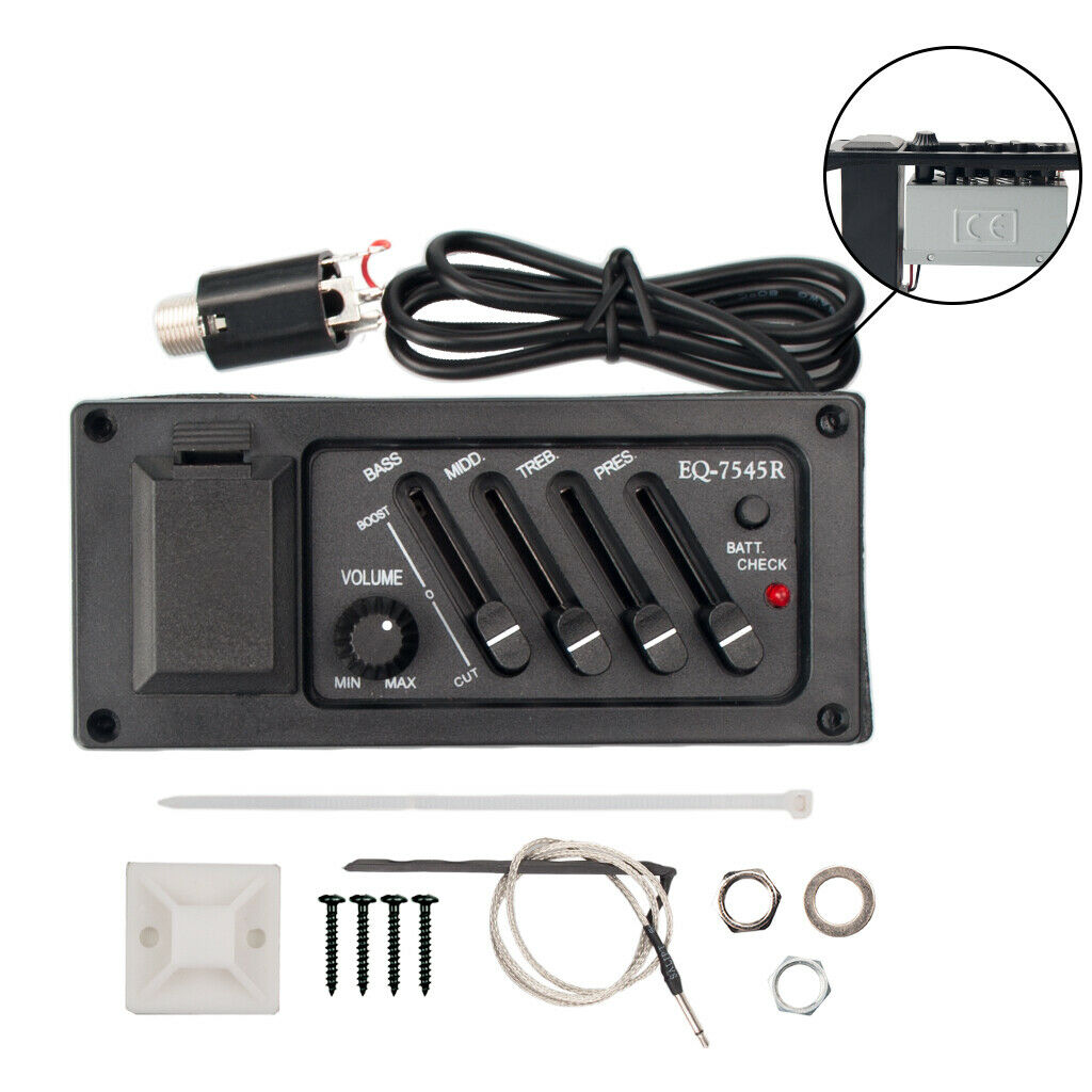 Folk Guitar EQ-7545R 4-Band EQ Equalizer Piezo Pickup Tuner Amplifier Parts