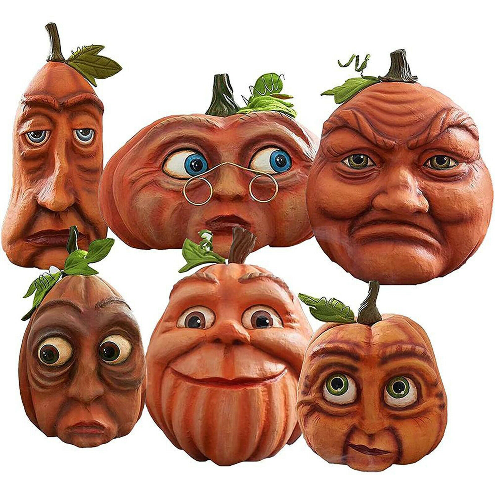 Halloween Expressive Big Eye Pumpkin Man Statue Ornament Home Garden Decor F