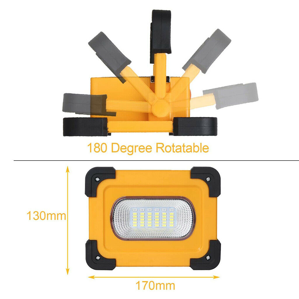36W Powerful LED Spotlight LED Work Light USB+Solar Hiking Flashlight Torch