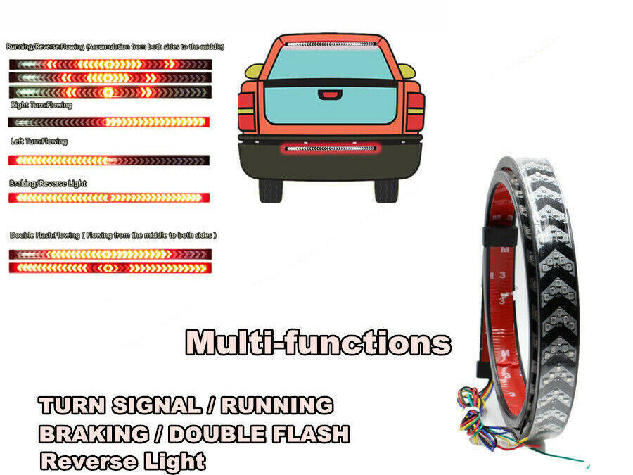 60W LED Flowing Sequential Tail Light Strip Brake Signal Light For Pickup Truck