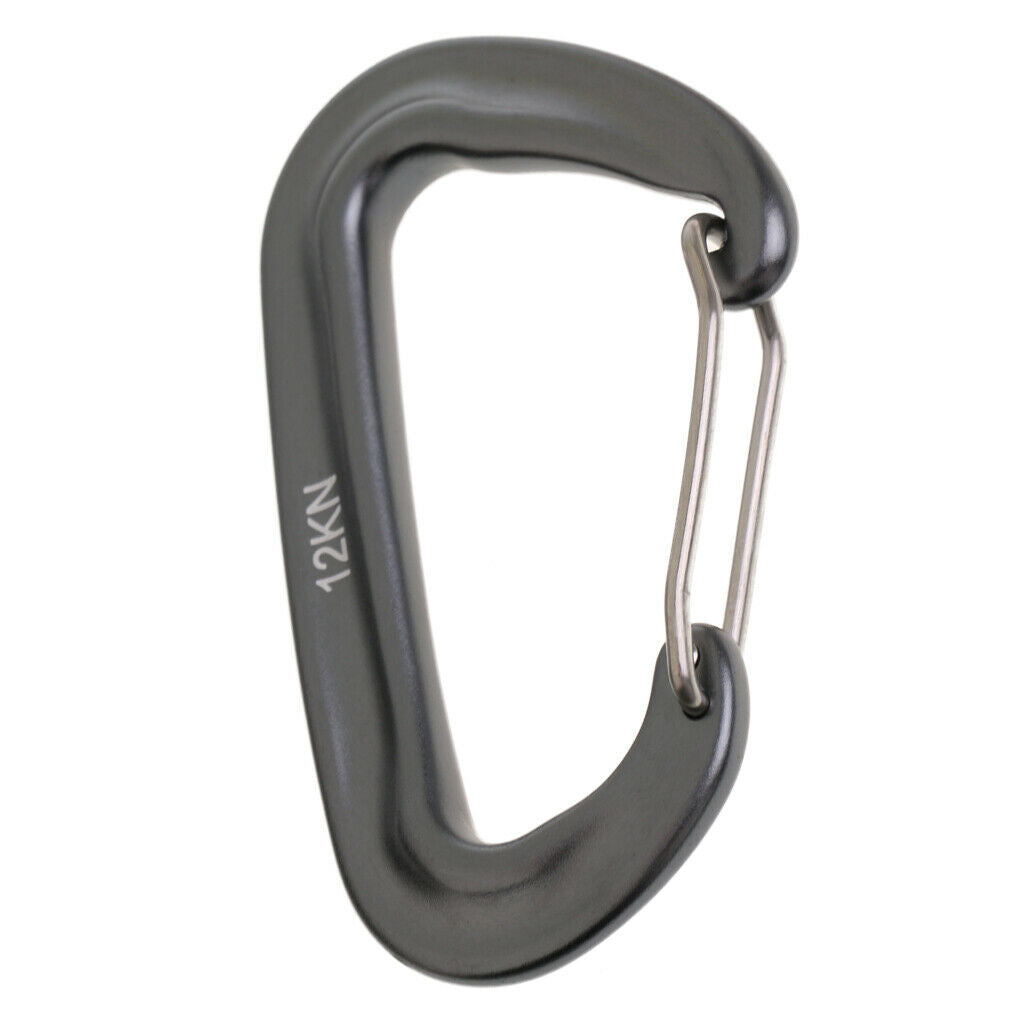 12KN Aluminium Carabiner Clip For Hammocks Climbing Backpack Hook Metal Gray