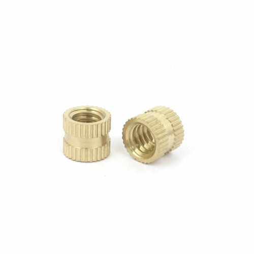15pcs 1/4"-20x8mm(L)x9mm(OD) Threaded Brass Knurl Round Insert Nuts