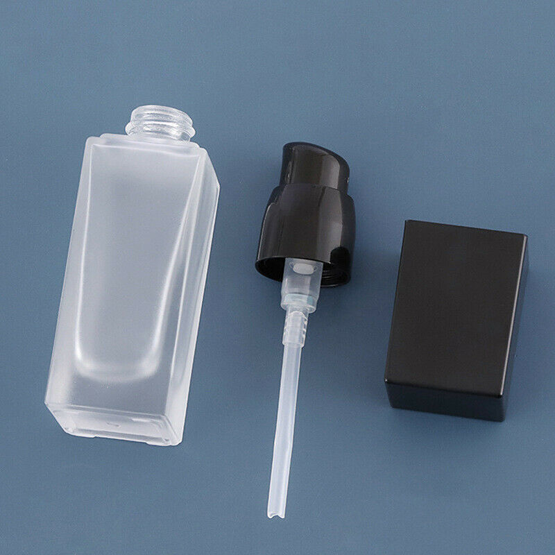 30Ml Lotion Liquid Refillable Bottle Foundation Square Frosted Glass Pump.l8