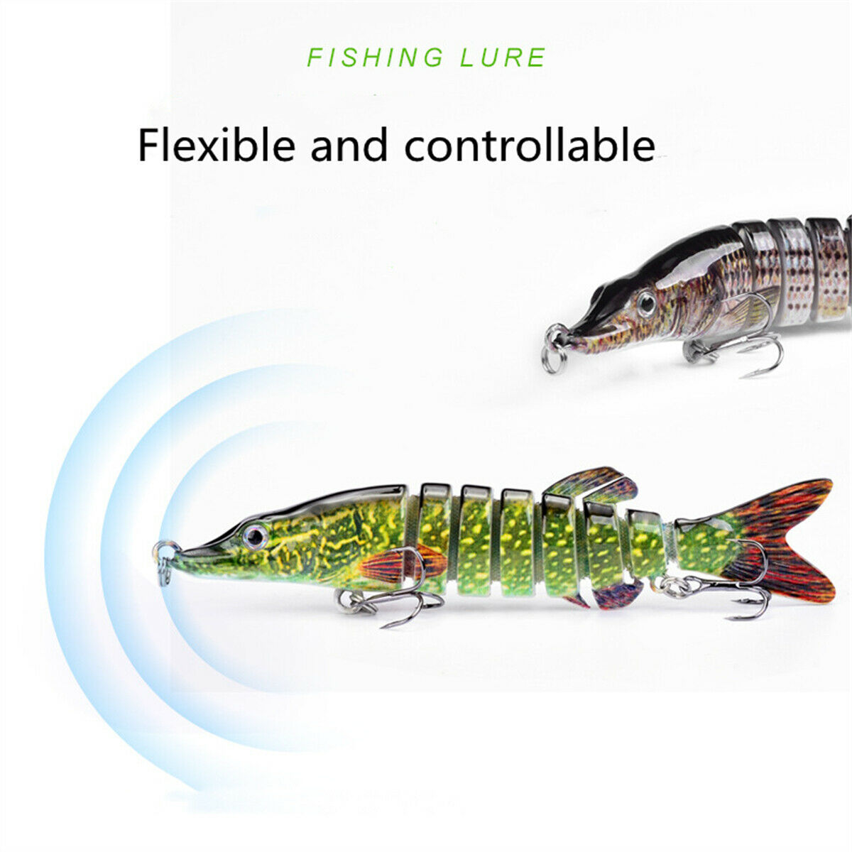 12.5cm Multi Jointed Muskie Green Fishing Lure Swimbait Life-Like Deepwater Bait