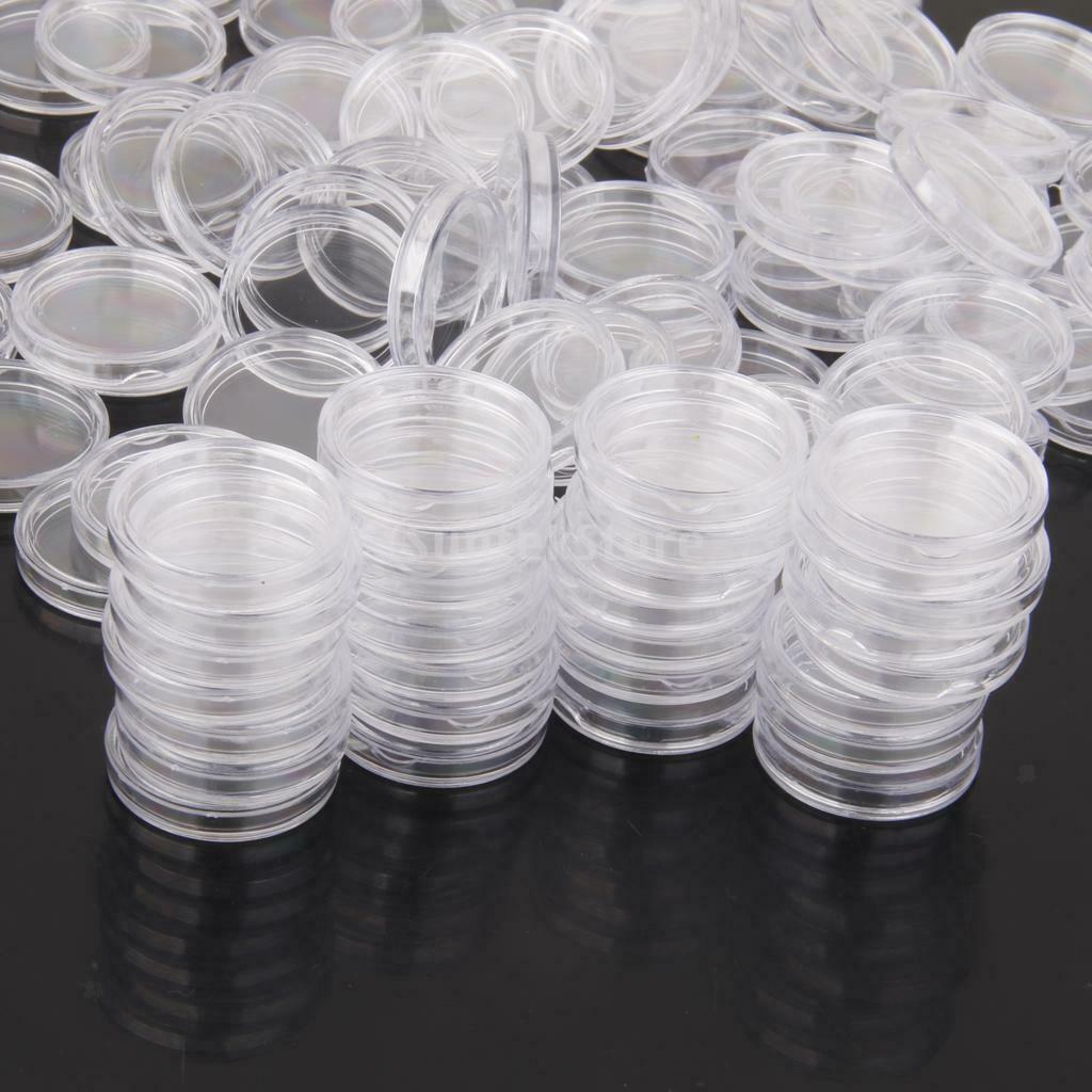 100 Pieces Plastic Round Commemorative Coin Storage Capsules Protection 21mm