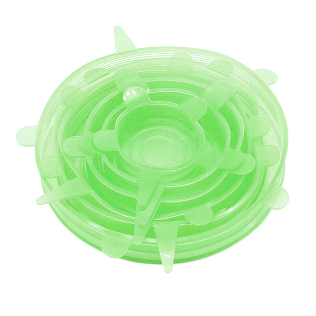 Set of 6 SAFETY Silicone Elastic Round Lids Bowl Covers Heat Resistant