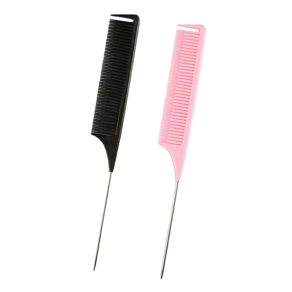 2x Fine Weaving Highlighting Foiling Hair Combs Salon Hair Coloring Pin Tail