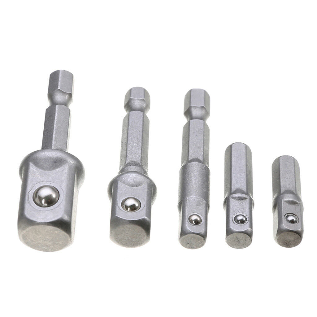 5 Pack Socket Bit Adapter Hex Handle Impact Driver Sleeve Conversion Bars