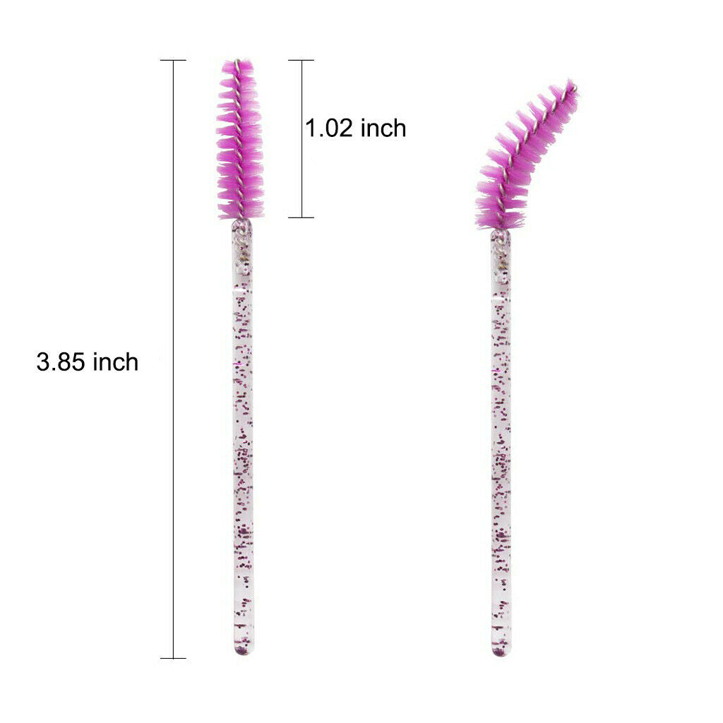 500 Pack Disposable Eyelash Brushes Crystal Handle Extension Makeup Tool