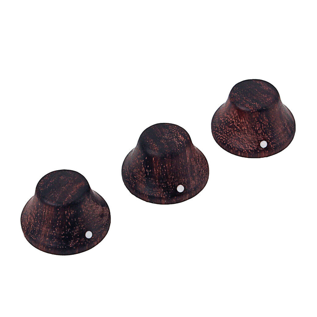 Practical 3pcs Rose Wood Volume Tone Knobs w/ White Dot for Guitar Accessory