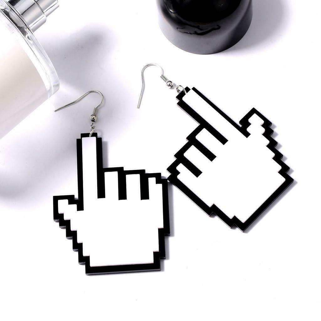 Hip Hop Cool Gesture Pendant Fish Hook Earrings Fashion Evening Club Jewelry