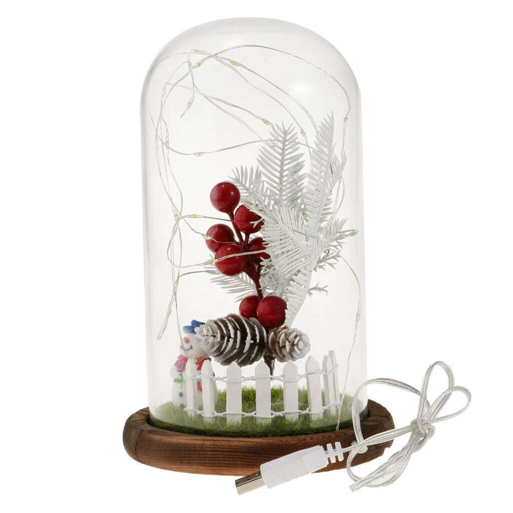 Christmas LED USB Night Light Snowman Glass Display Landscape Xmas Decor