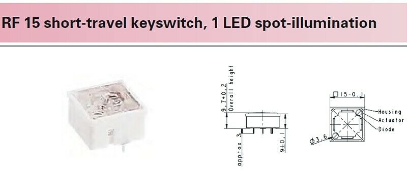 [20pcs] 3.14.100.043 Switch N.O. 35V 0.25A LED Yellow, Ag , THT
