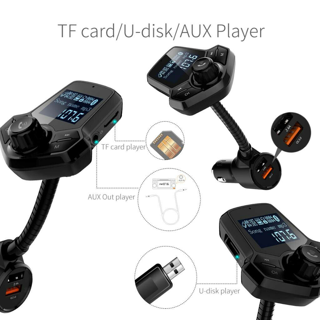 Bluetooth Car Kit Wireless FM Transmitter Dual USB Charger MP3 Player