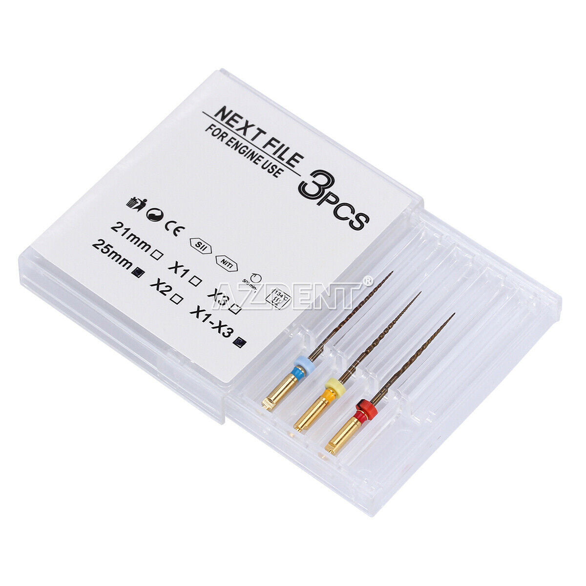 10 X Dental Endodontic Root Canal Assorted Niti X1-X3 Files 25mm Engine AZDENT