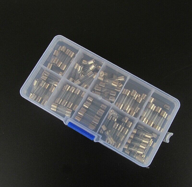 100 Pcs(Ø5 x 20mm) 250V Quick Blow Glass Tube Fuse Kit 0.2A - 20A Fast-blow Kit