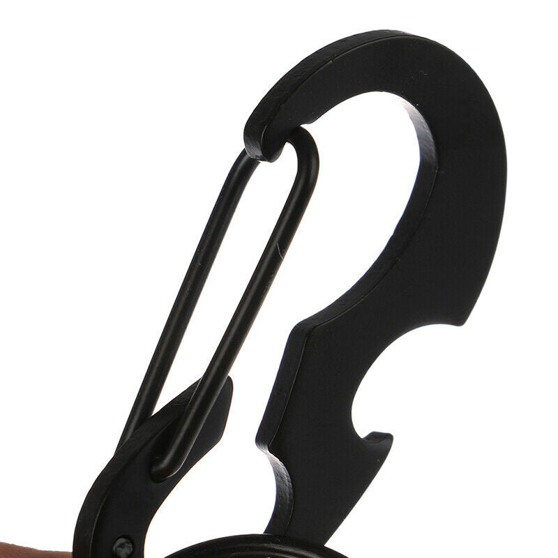 1pc Bottle Opener Keychain Ring D Shape Buckle Clip Outdoor Camping Carabiner Qx