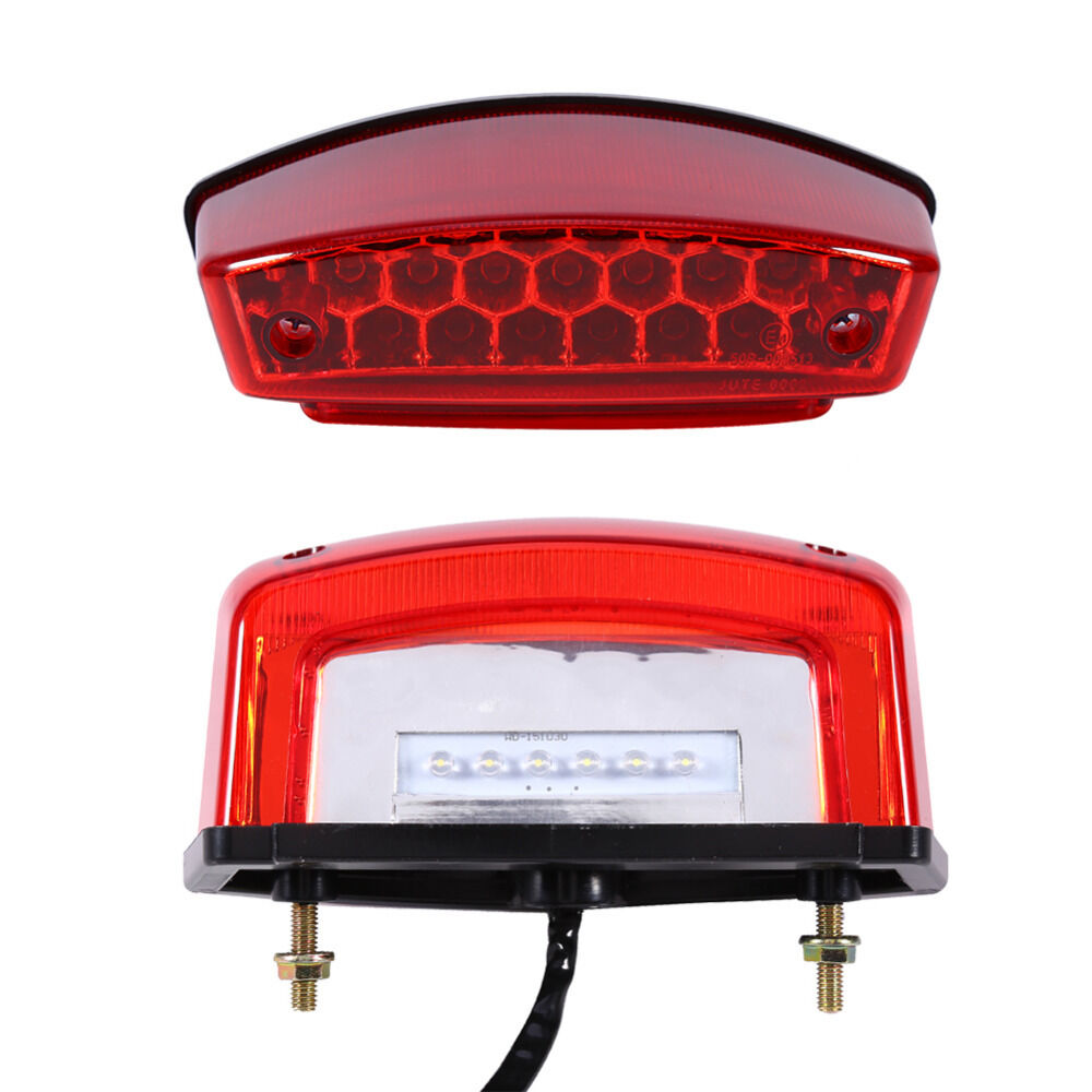 Red/White 21 LED Motorcycles Rear Tail Brake Light License Number Plate Lamp 12V