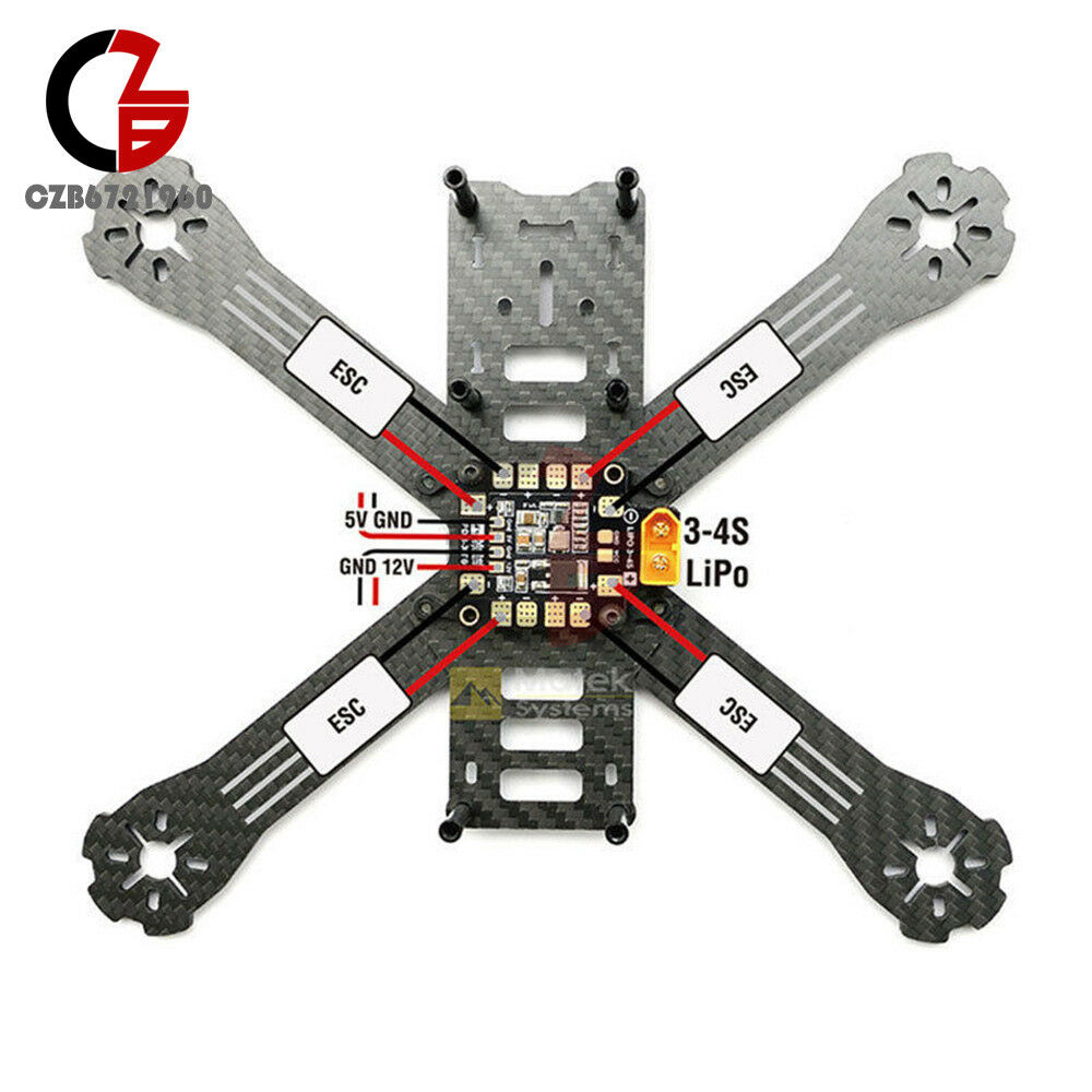 PDB-XT60 Copper Power Distribution Board with BEC 5&12V 3S 4S for RC Multirotors