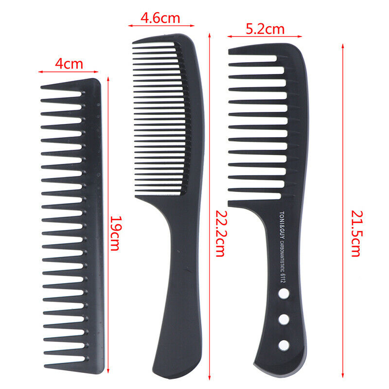 3pcs Wide Tooth Comb Black ABS Heat-resistant Wide Tooth Comb Hair Stylin.l8