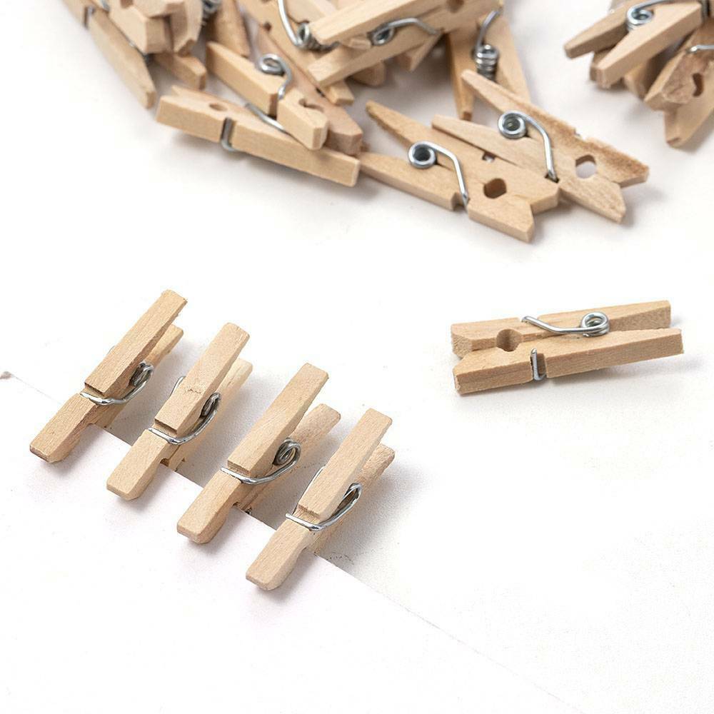 100* Durable Wood Clothespins Photo Album Wood Clip Wooden Laundry Clothes Pins_