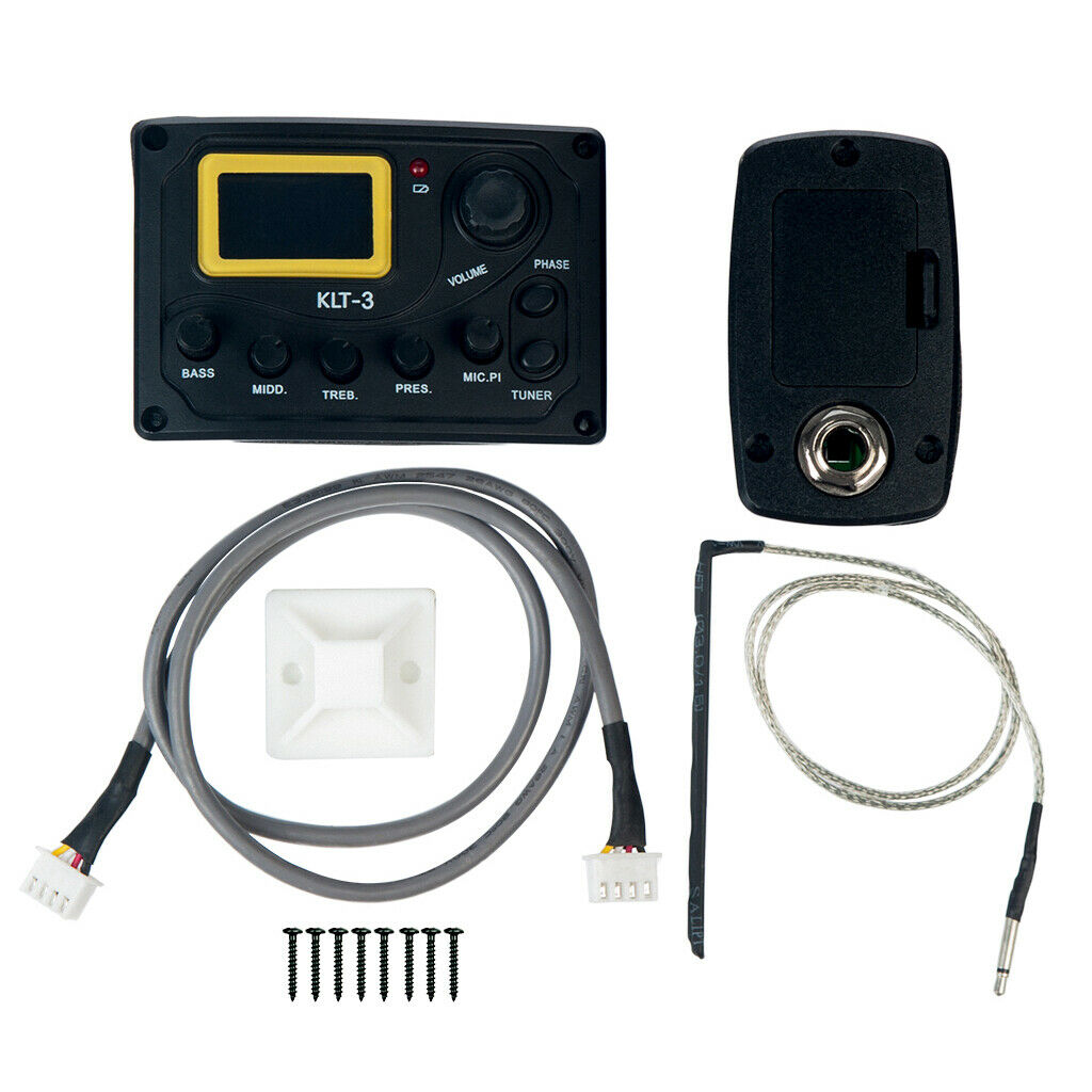 KLT-3 Acoustic Guitar Bass EQ Preamp with Micphone Tuner 4 Band Equalizer