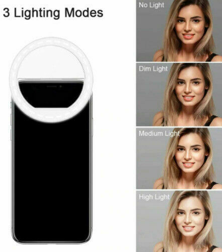 LED Ring Light Lamp Phone Selfie Camera Portable for Cell Phone USB Rechargable