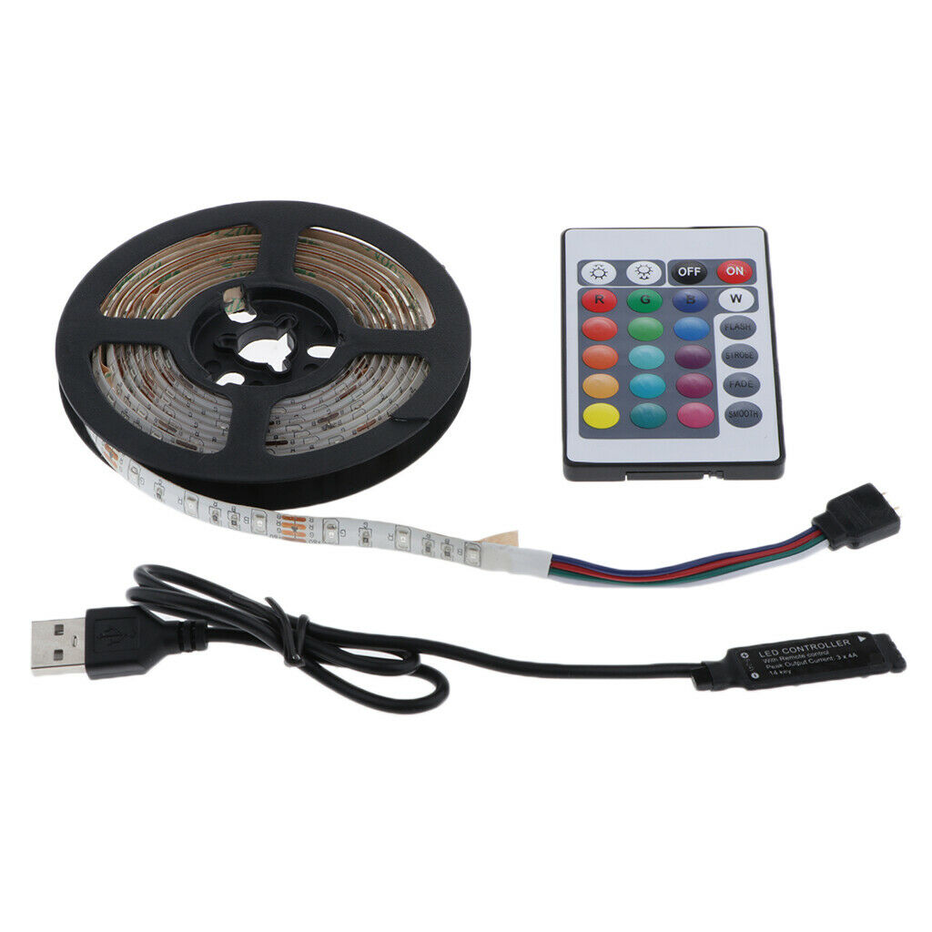 Cabinet RGB LED Flexible Light Strip Tape Bar TV Decoration Lamp 5V Full 5m