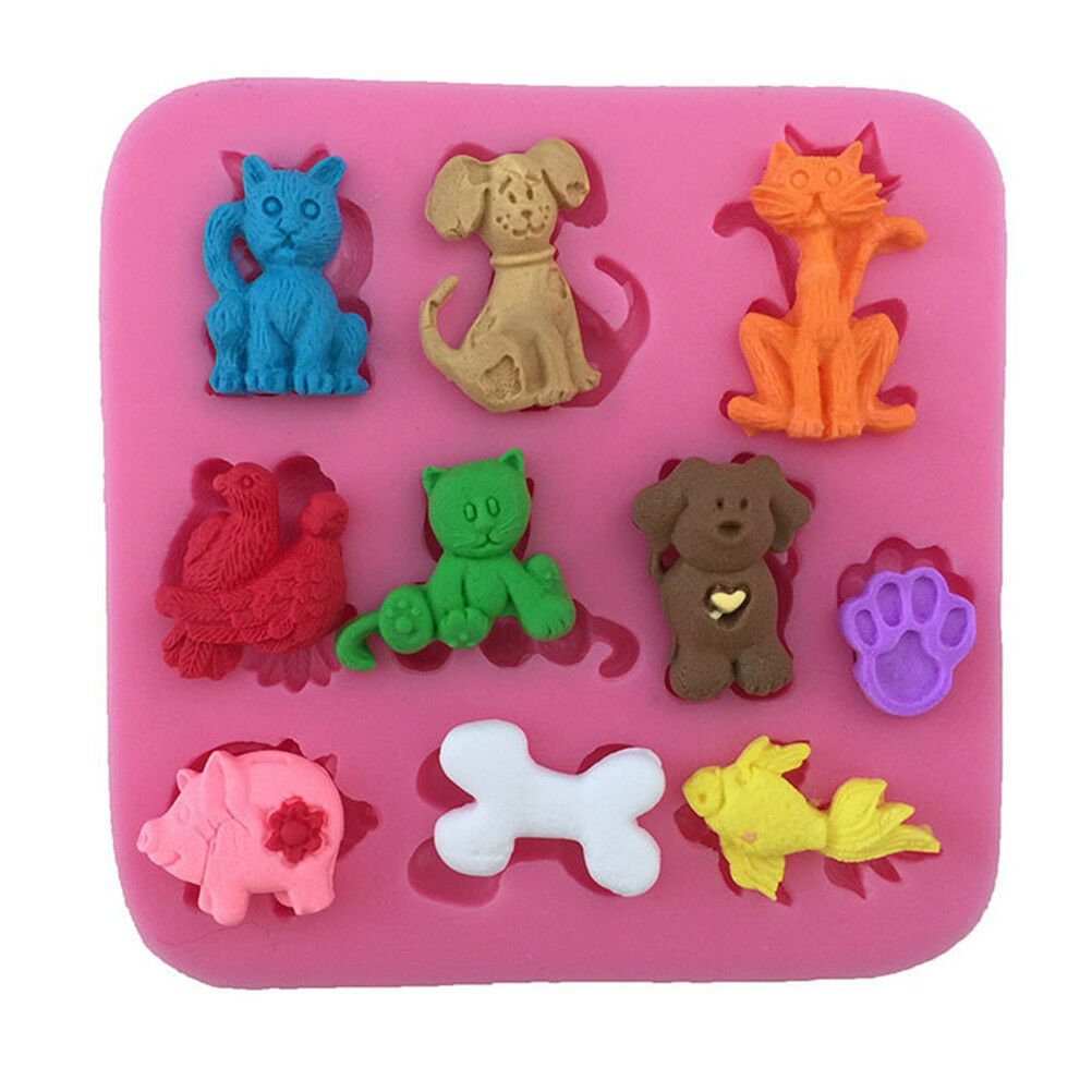 Cartoon cat animal Shape fondant cake silicone molds chocolate candy deco.l8