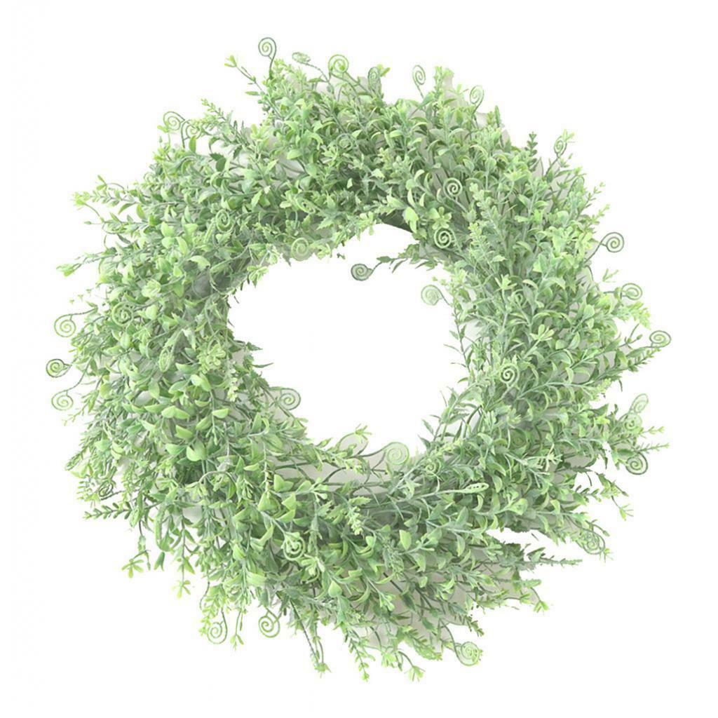 Artificial Plant Wreath, Fern, Spring Flowers and Wild Grass Wreath On Twisted