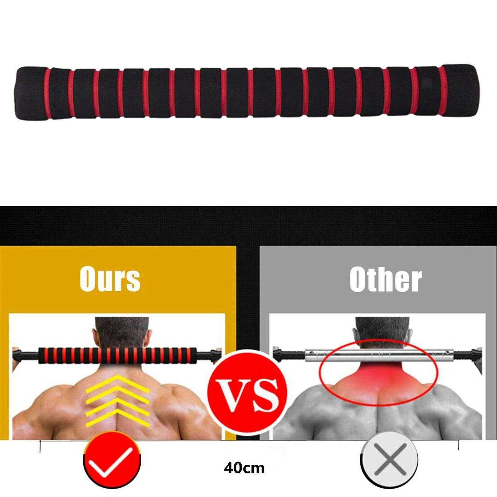 40cm Dumbbell Connecting Rod Home Strength Training Barbell Anti-Slip Steel