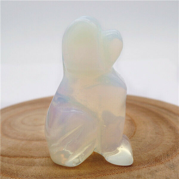 48x30x20mm White Opal Carved Dog Decoration Statue Stone Home Reiki Decor HH7956