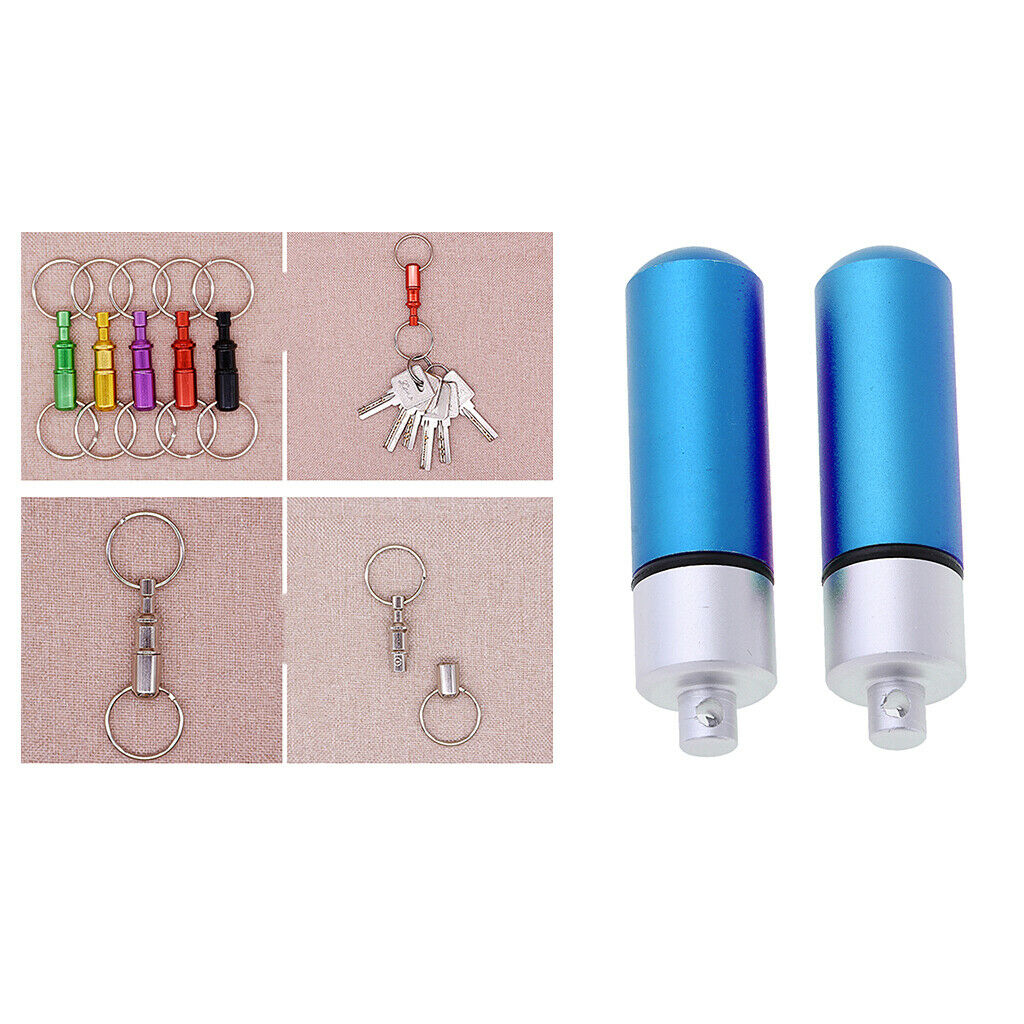 2x Mini Aluminum Keychain Blue & 2x Quick Release Keychain Yellow