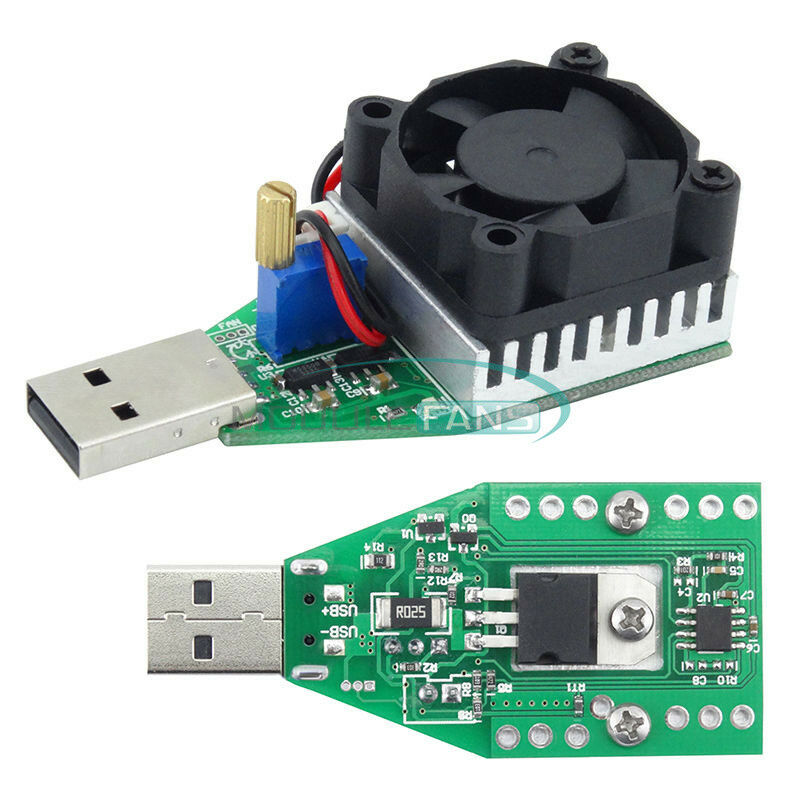 Electronic Load Resistor USB Discharge Battery Tester with Fan 15W 3.7-13V