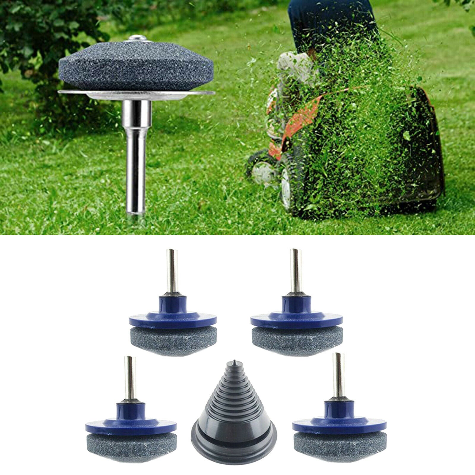 4 Pack Mower Blade Sharpener with Metal Baffle Wear-Resistant + Balancer