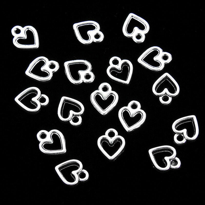10pc Tiny Alloy Love Heart Charms For Jewelry Accessories DIY Necklace Bracelets