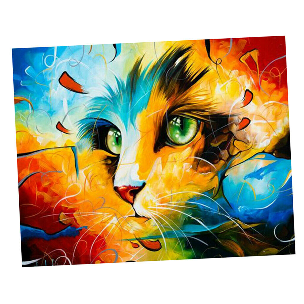 Paint by Numbers the Numbers Art Hanging Decors Adults Kids - Colorful Cat