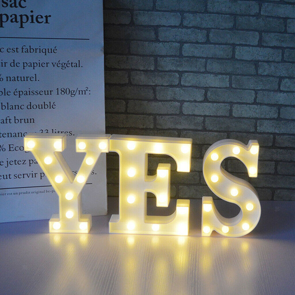 2x Romantic LED Alphabet Lights Letter Light Alphabet Signs Bedroom Decor