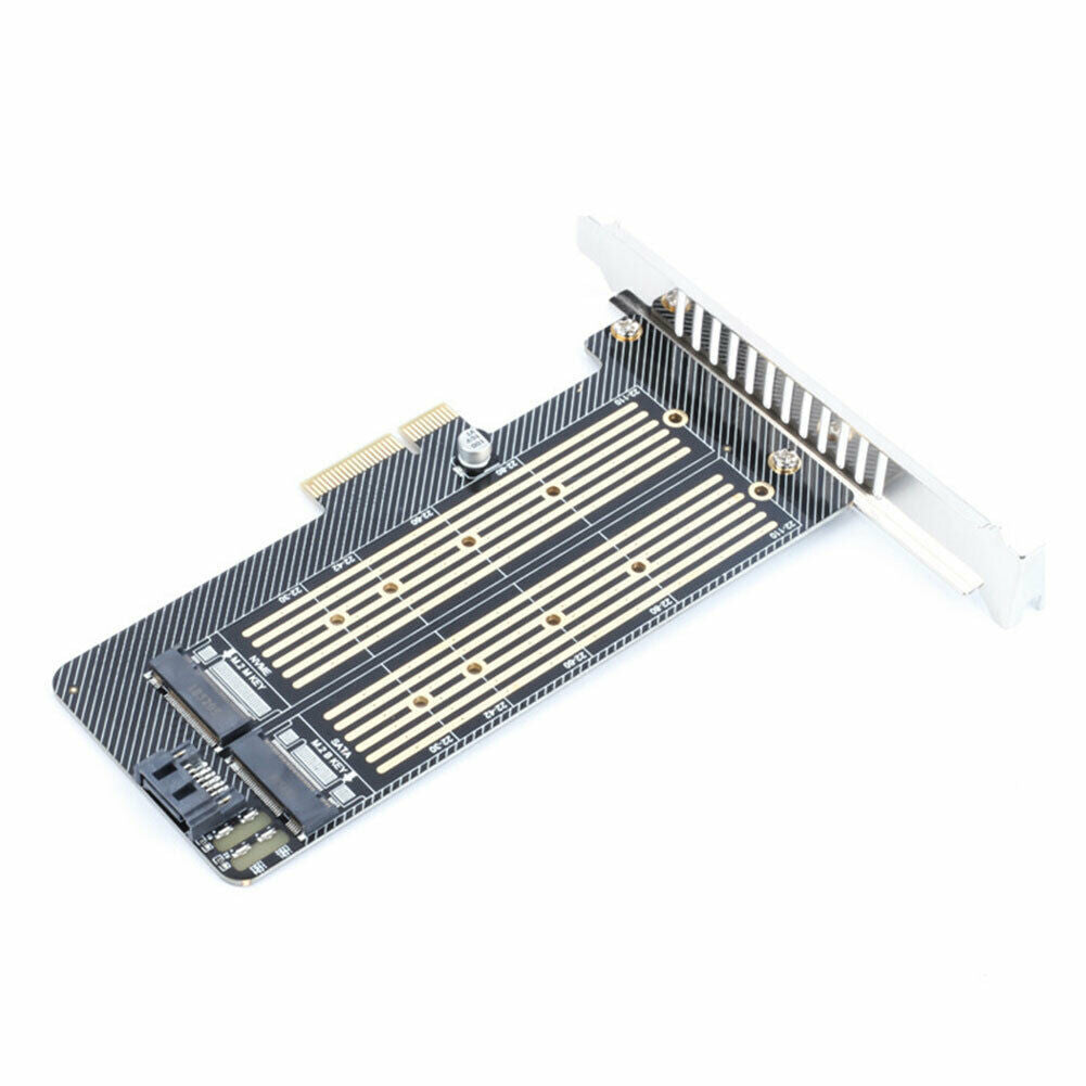Dual M.2 PCIe Adapter PCI-E 3.0 X4 to M.2 M Key + B Key Expansion Card @