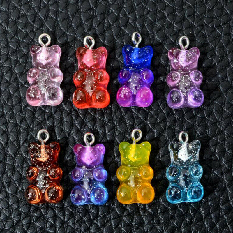 10Pcs Gummy Bear Charms Pendant Cartoon Bear Bead for DIY Crafts Jewelry Mak_DF