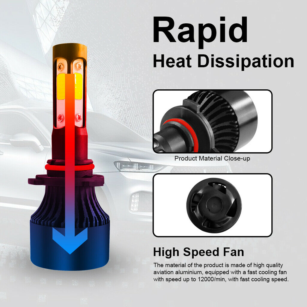 4Side S2 Black LED Headlamp Bulb Conversion Kit Hi/Lo Beam Lamp 9005 HB3 H10