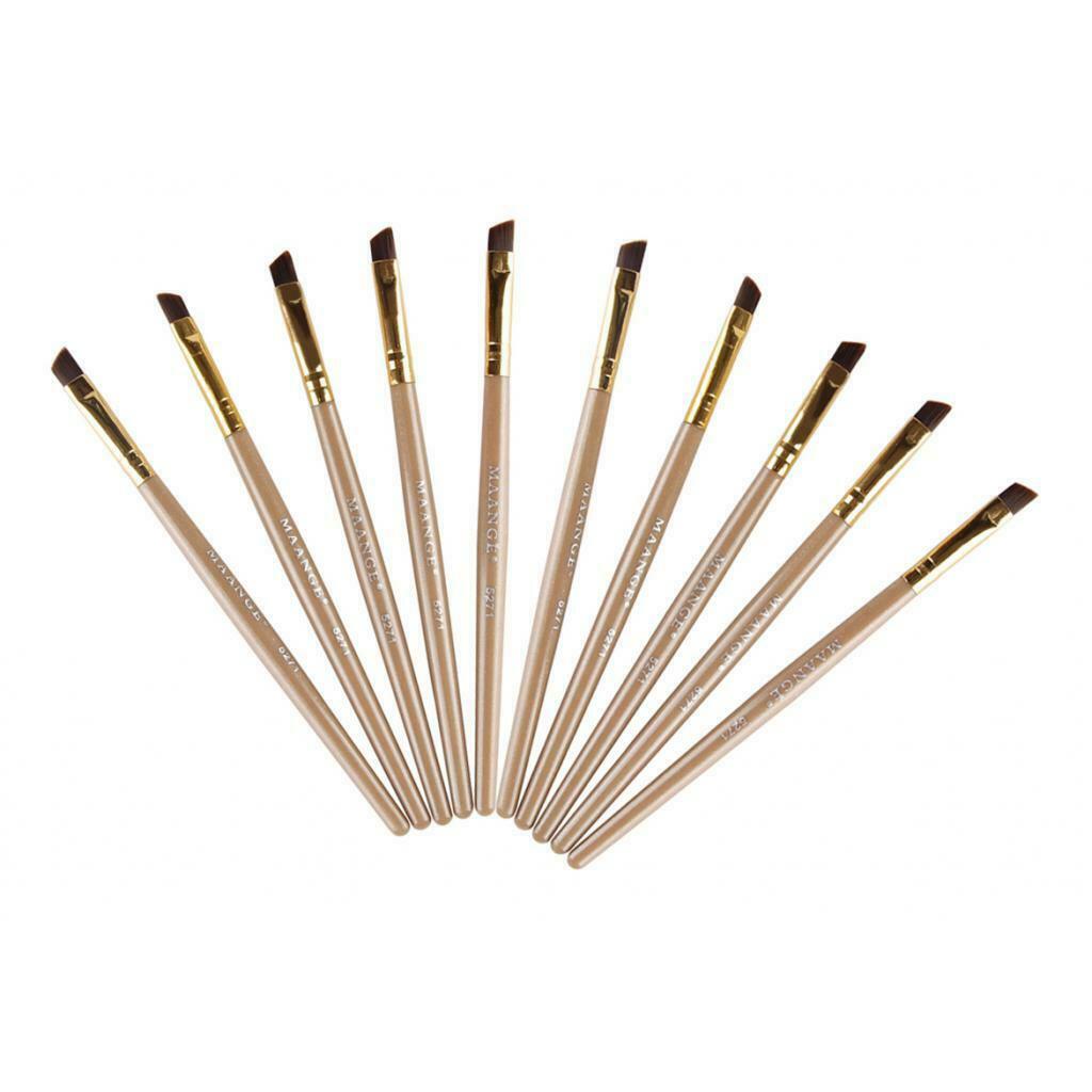 10pcs Professional Angled Eyebrow Shaping Defining Brush Brow Makeup Definer
