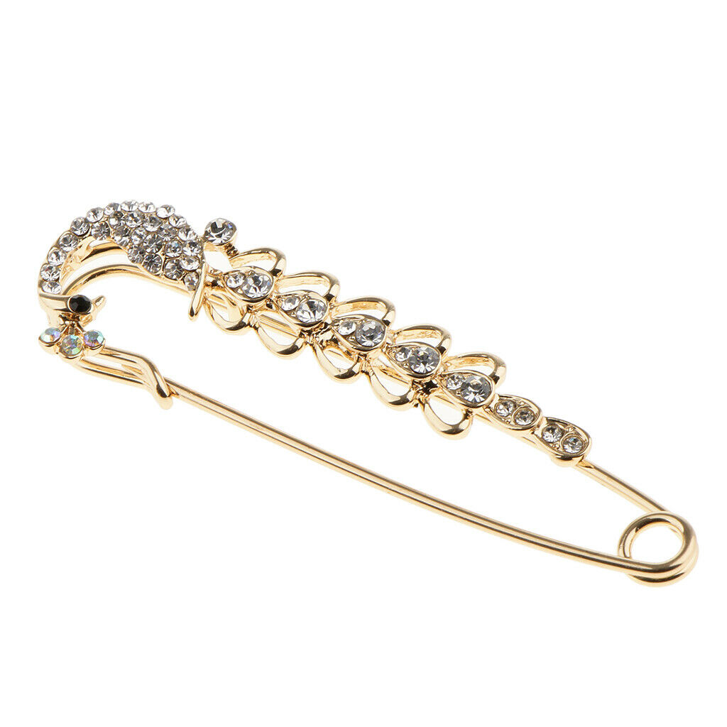 Chic Peacock Safty Pin Crystal Brooch Pin Suits Lapel Pin Clothes Jewelry