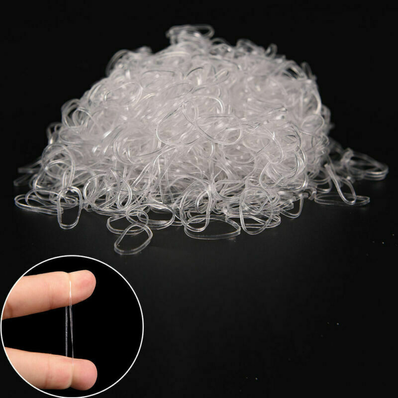 500*/Set Small Tiny Clear Neoprene Elastic Rubber Bands Transparent Hair Ties US