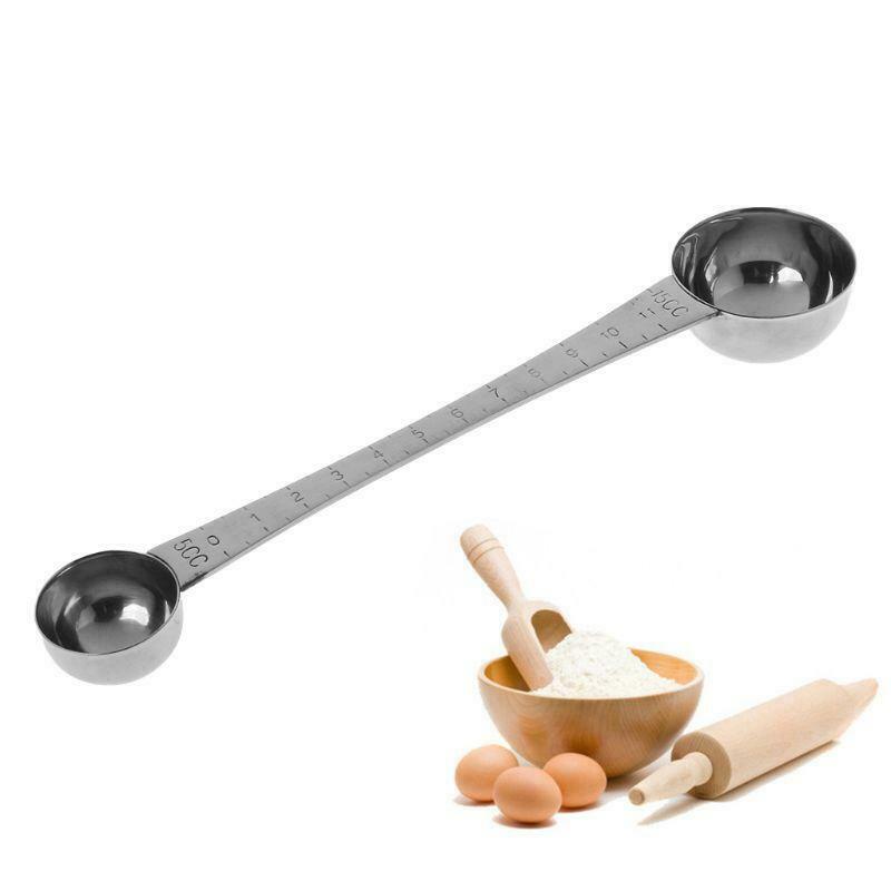 Stainless Steel Double Ends Measuring Spoon With Scale Coffee Scoop Tablespoon