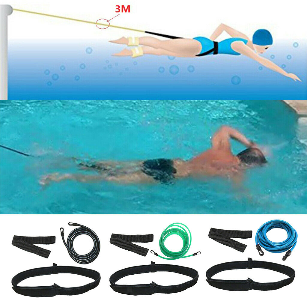 3Sets 3.0M Swim Training Belt Stationary Cords Swim Training Tool Harness