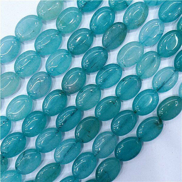 1 Strand 18x13x6mm Water Blue Malay Jade Oval Spacer Loose Beads 15.5inch HH8031