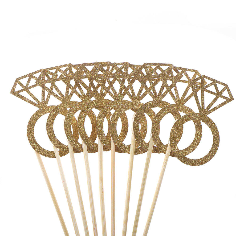 10X Diamond Ring Cupcake Toppers Engagement Wedding Party Table Decoration.l8