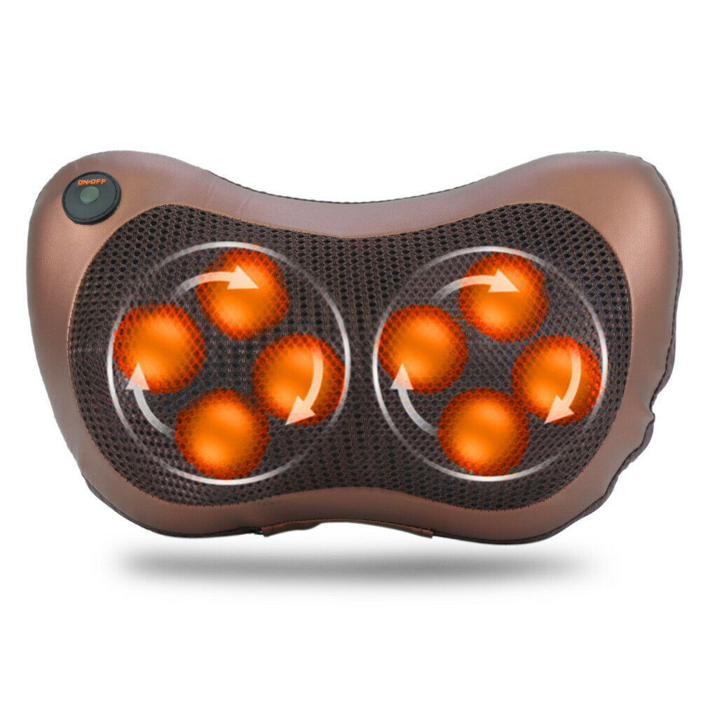 Electric Lumbar Neck Back Massage Pillow Massager Kneading Cushion Heat Home Car